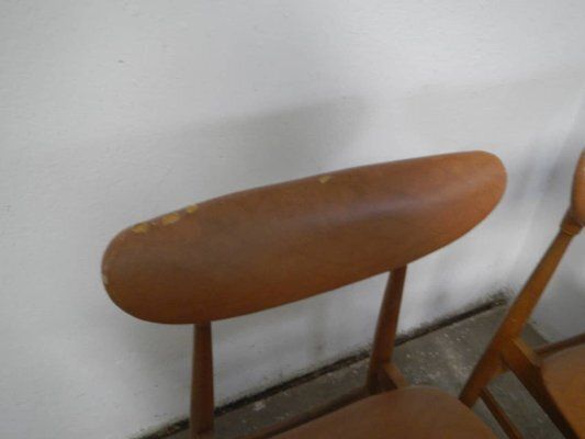 Set Of Chairs In Beech And Imitation Leather, 1950 photo buy