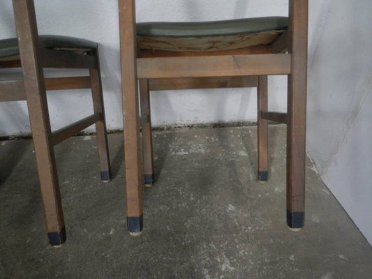 Beech And Imitation Leather Chairs, 1950, Set Of 6 photo vintage
