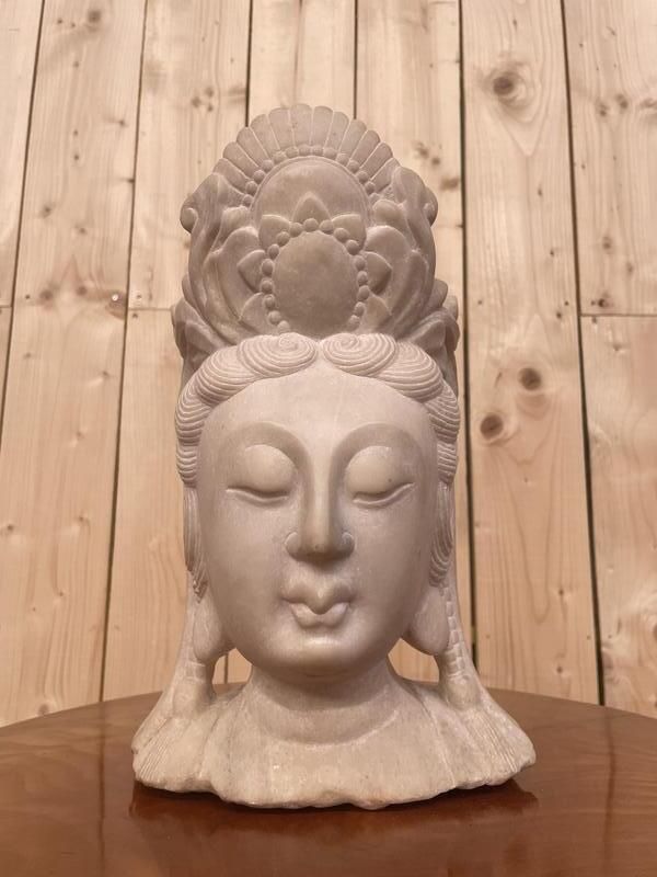 Tête De Bouddha Chinois Guanyin En Marbre