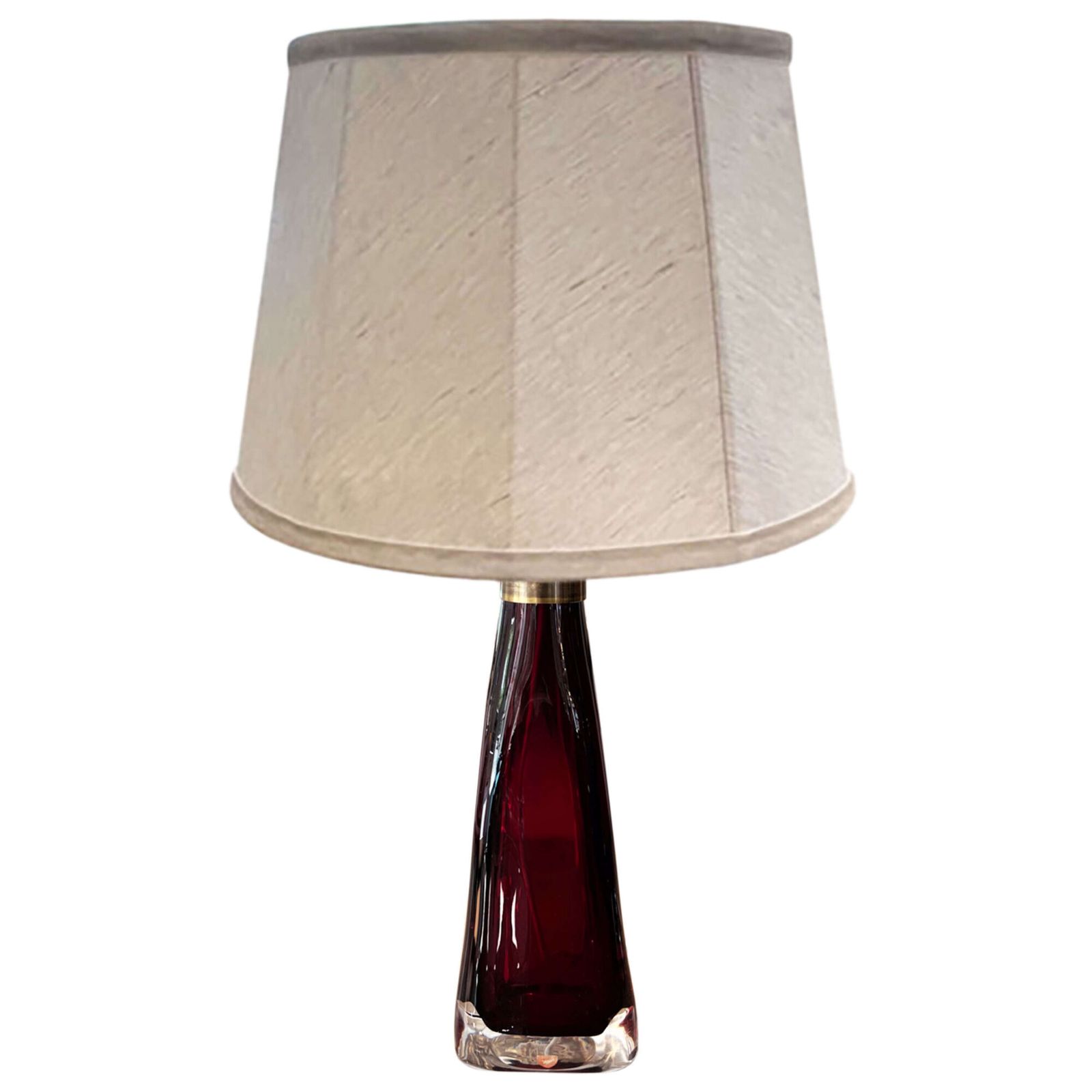 Pair Of 1960s Bright Red Swedish Orrefors Glass Table Lamps photo furniture