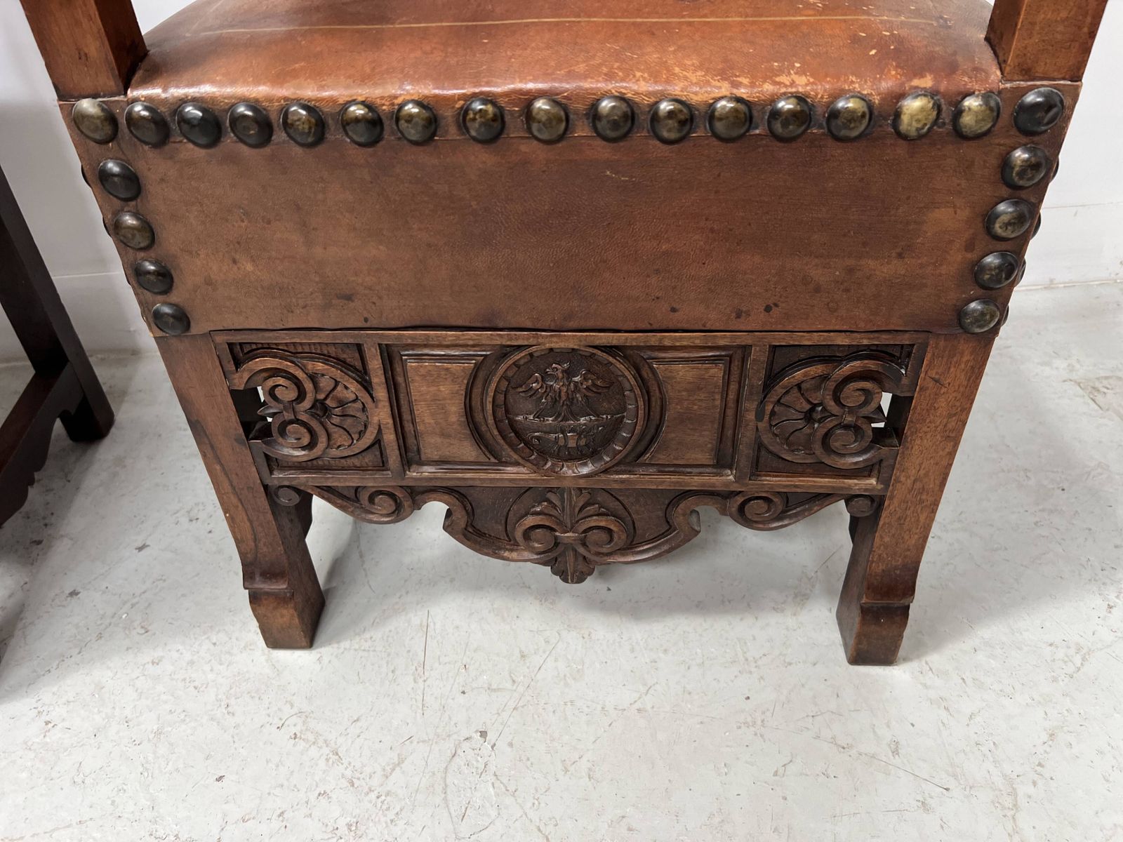 Furniture Pair Of Renaissance Style Armchairs In Walnut, 20th Century photo