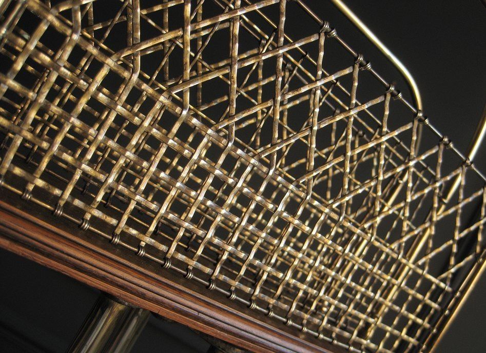 Revolving Oak And Brass Magazine Rack photo vinterior
