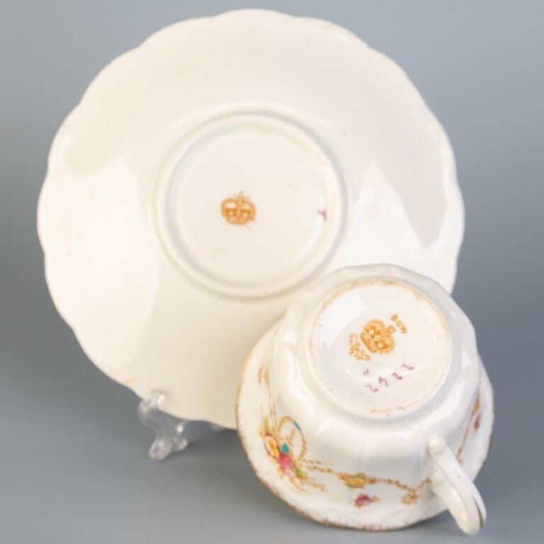 Antique Art Nouveau Bow Porcelain Ceramic Teacup & Saucer photo furniture