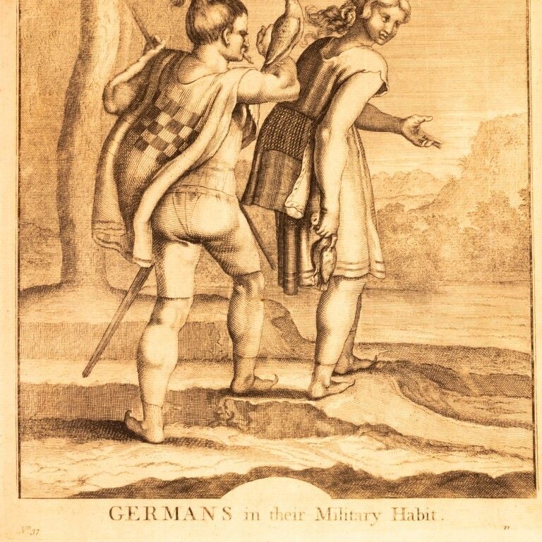 Germans In Their Military Habit Antique 18th Century Engraving photo furniture