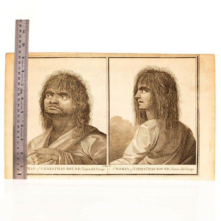 A Man Of Christmas Sound, Tierra Del Fuego Antique 18th Century Engraving photo for sale