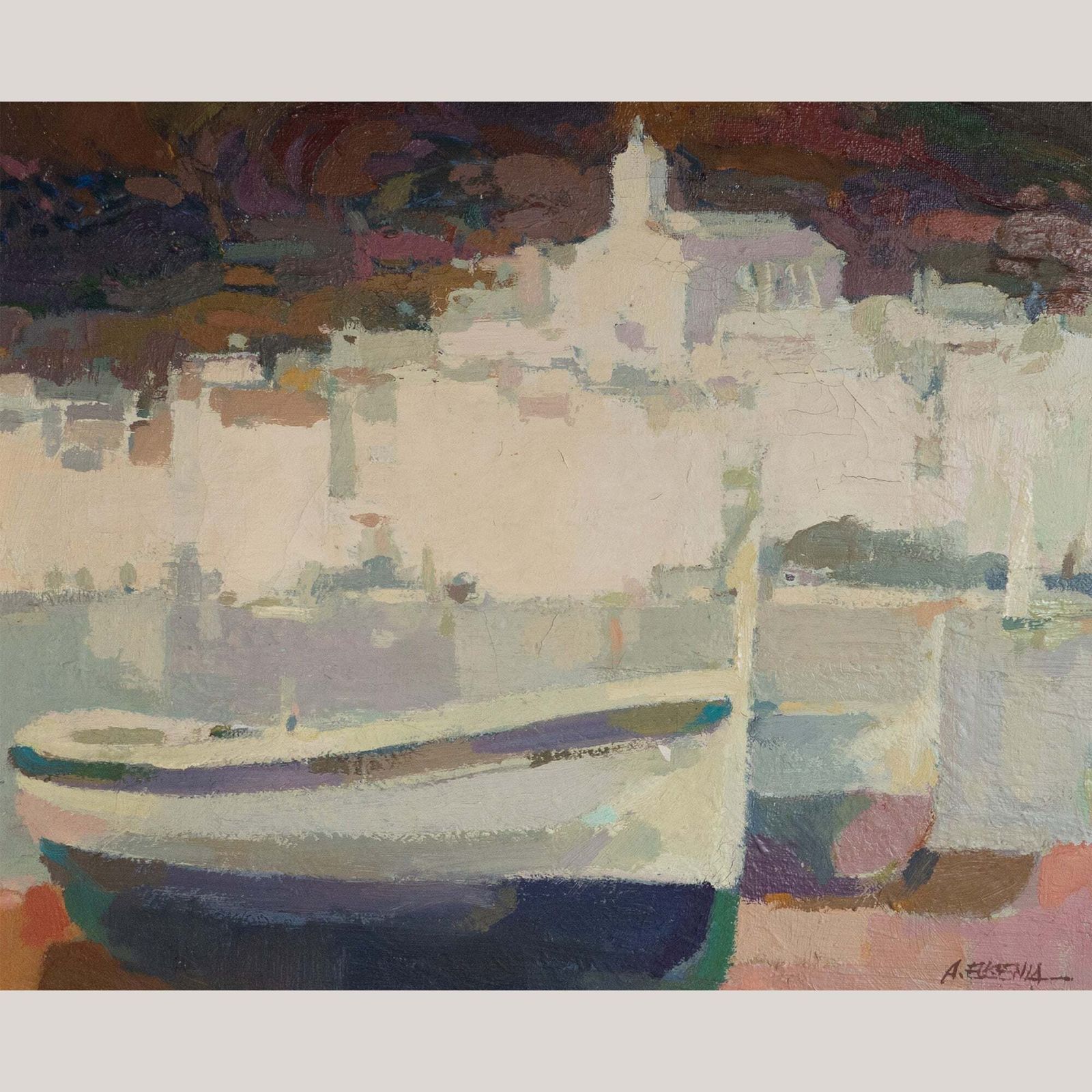 Cadaqués Haven Costa Brava Impressionistisch Olieverf Op Doek