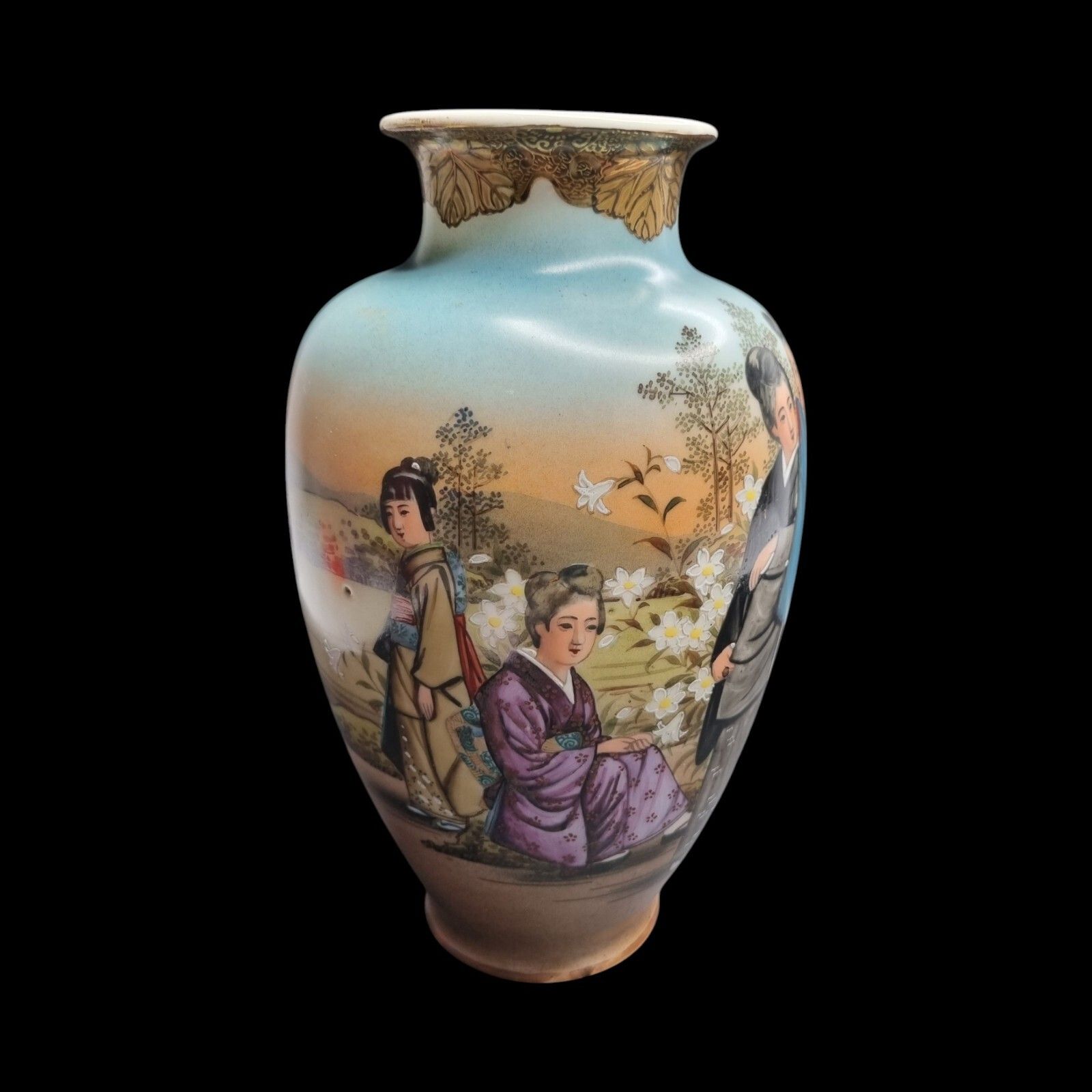 Home Decor Japanese Satsuma Vase Porcelain Yuyaku 19th Century Hand Painted Geisha Meiji photo