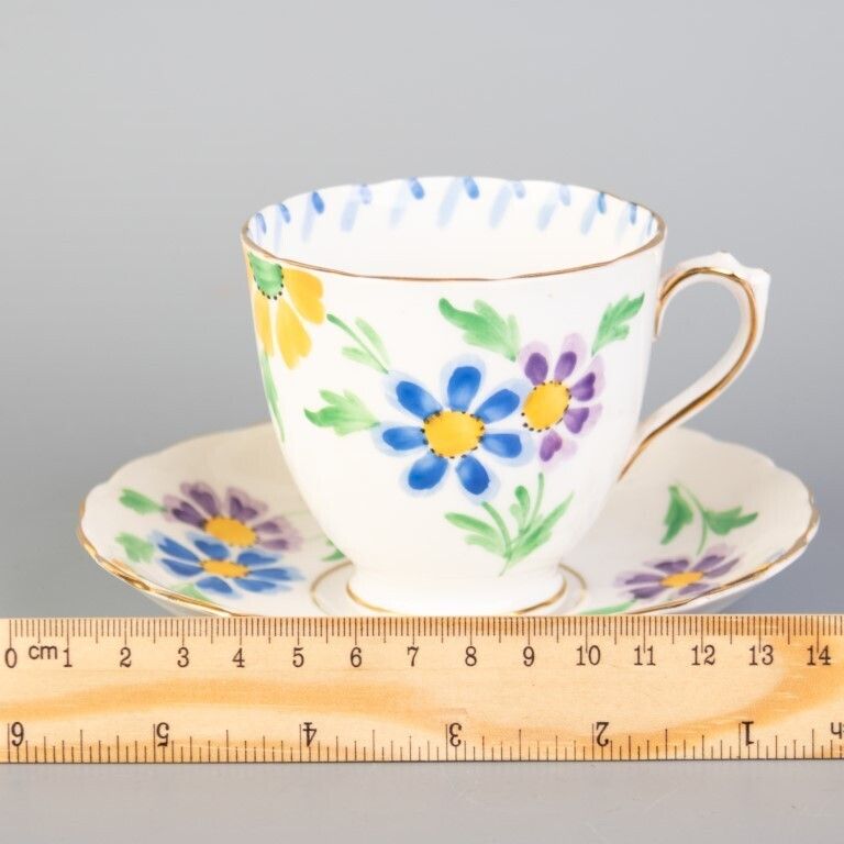 Royal Tuscan Porcelain Ceramic Art Deco Teacup & Saucer photo for sale