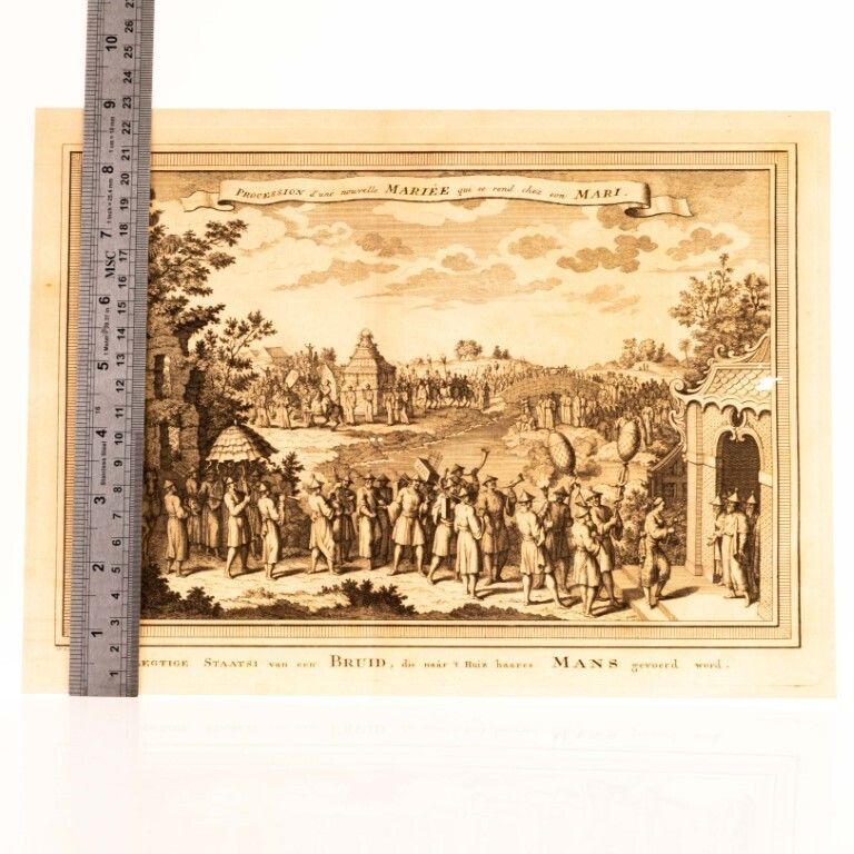 Antique 18th Century Engraving Titled Procession Of A New Bride Going To Her Husband photo for sale