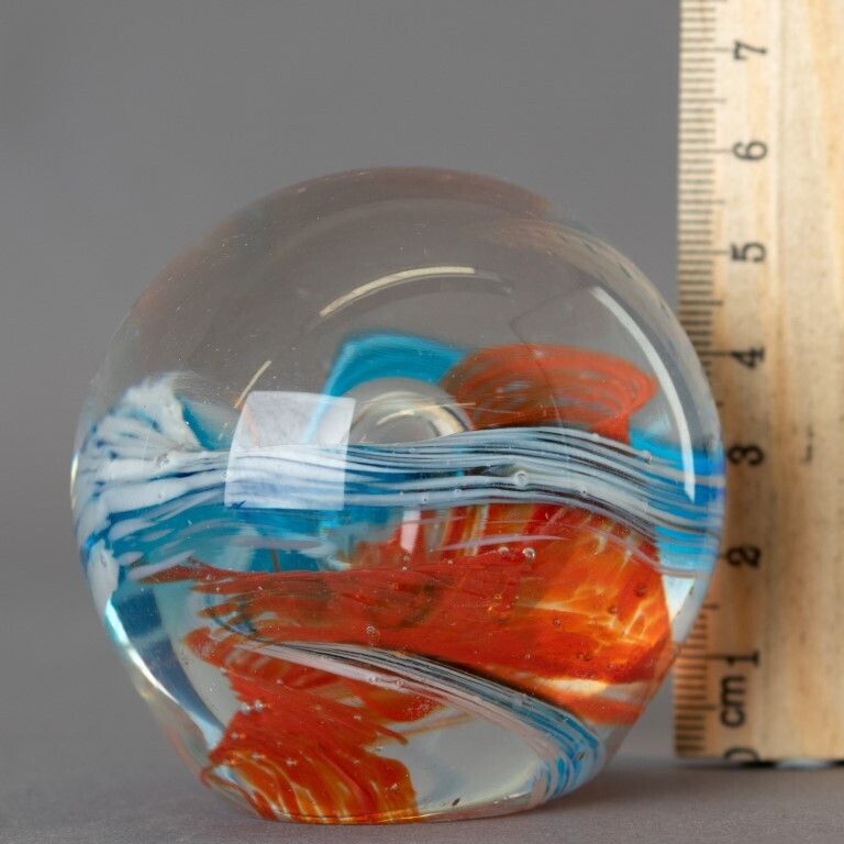 Mid Century Hand Blown Glass Paperweight photo for sale
