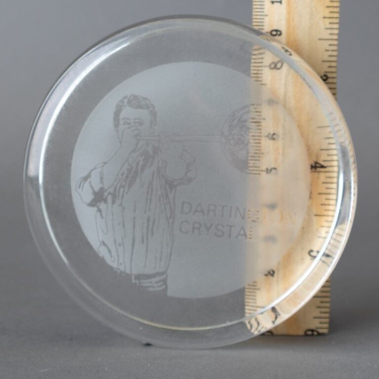 Dartington Engraved Crystal Glass Paperweight photo for sale