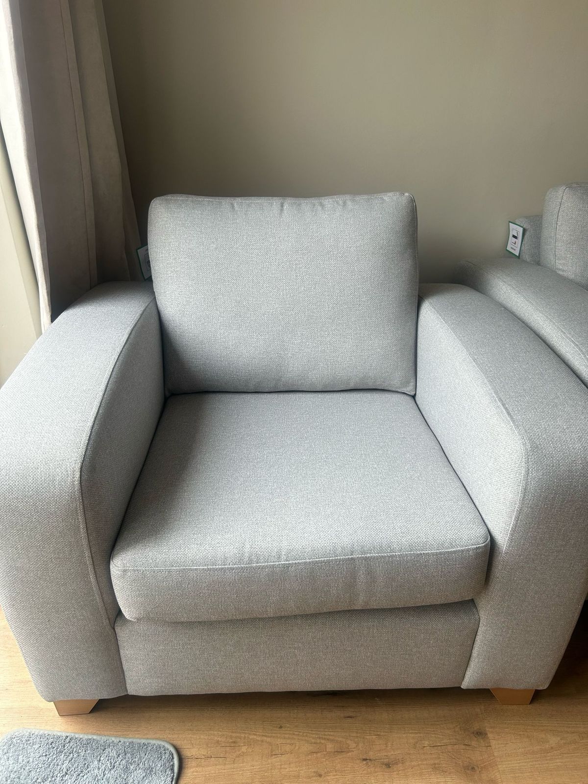 Elegant Armchair In Silver Woven Fabric – Immaculate Condition photo for sale