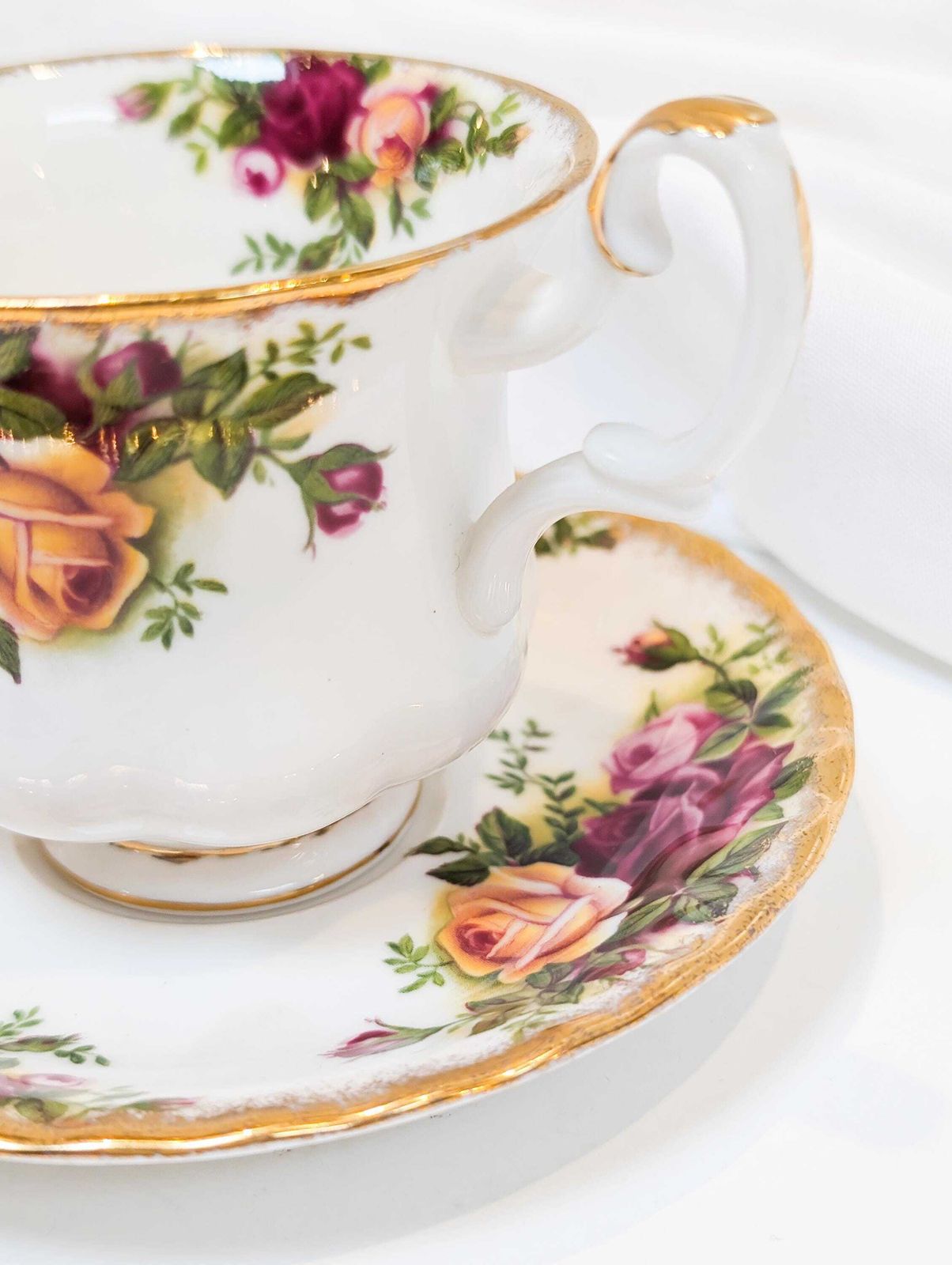 First Edition, 1st Quality Royal Albert Old Country Rose Small Teacup And Saucer Set Of 6. Made In England 1960s In Perfect Condition. photo furniture