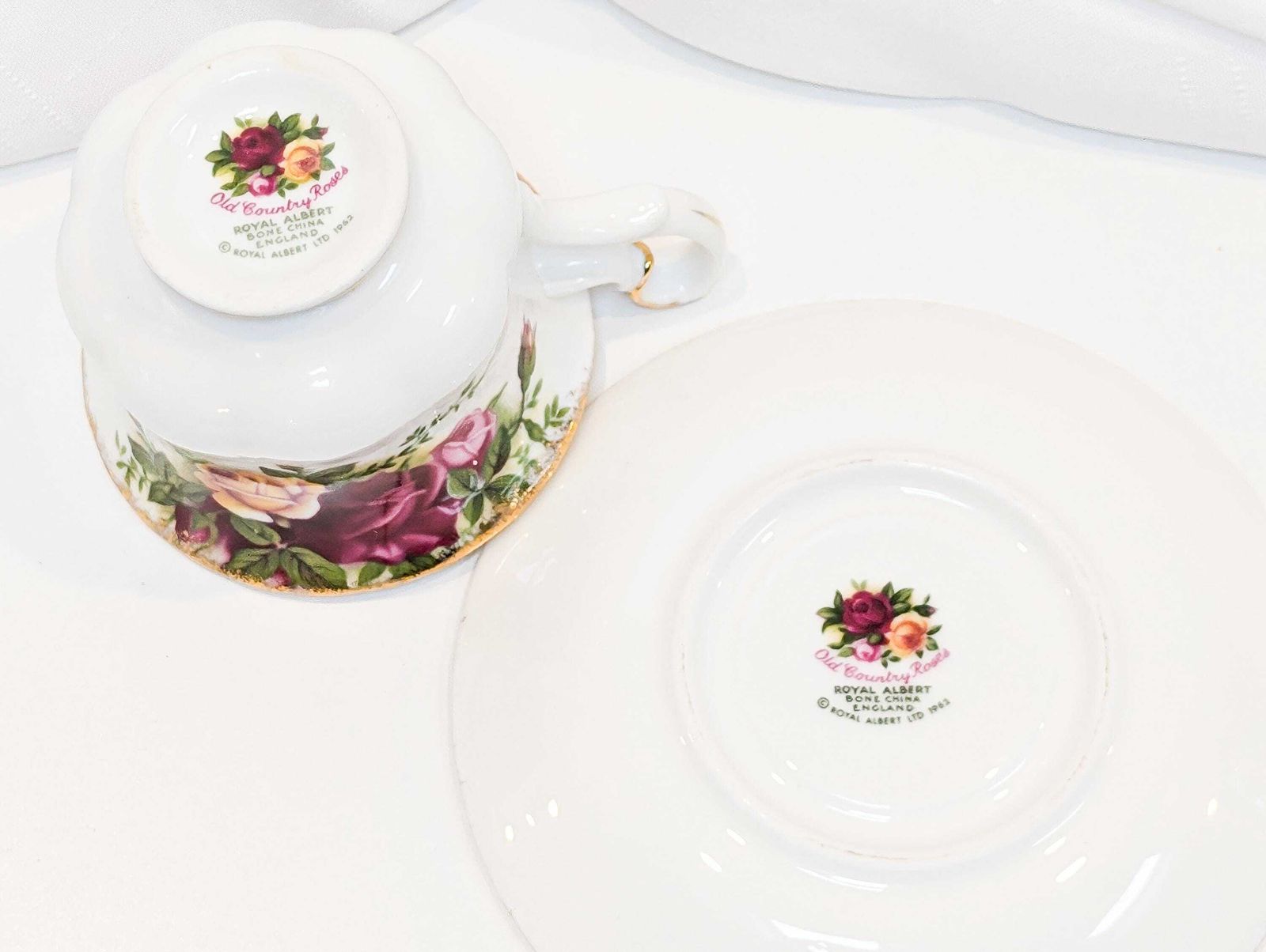 First Edition, 1st Quality Royal Albert Old Country Rose Small Teacup And Saucer Set Of 6. Made In England 1960s In Perfect Condition. photo 65.0