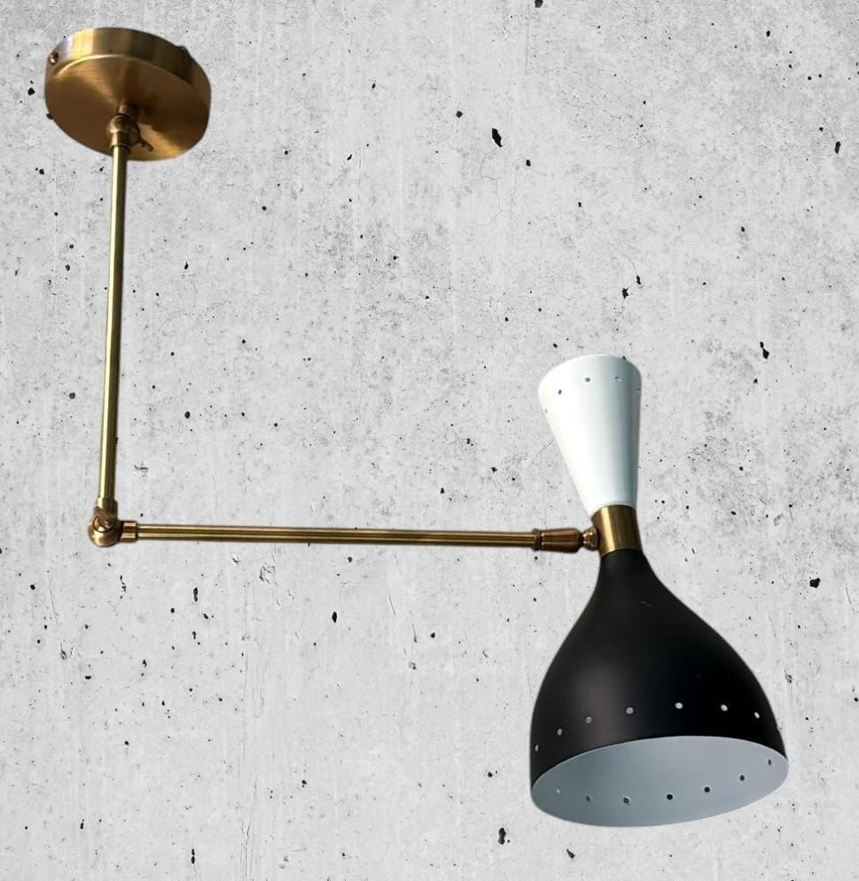 Stilnovo Style Pair Of Italian Brass And Painted Metal Wall Sconces photo buy