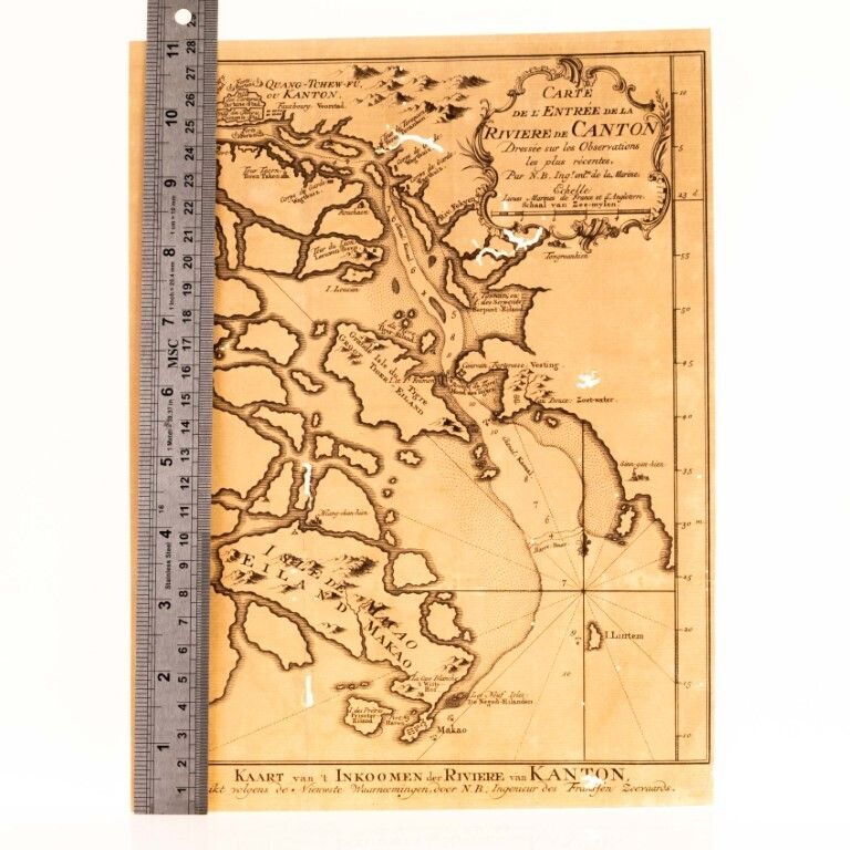 Antique 18th Century Engraving Titled “Map Of The Entrance To The Canton River” By Jacques Nicolas Bellin, Ca. 1750 photo for sale
