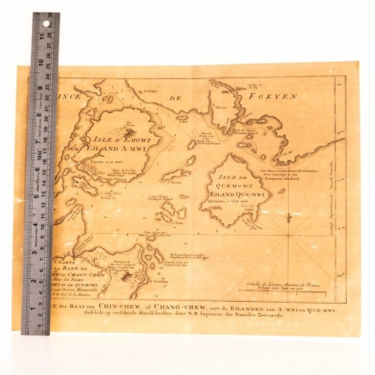 Antique 18th Century Jacques Bellin Engraving Titled “Map Of The Bay Of Chin Chew With The Islands Of A Mwi And Que” photo for sale
