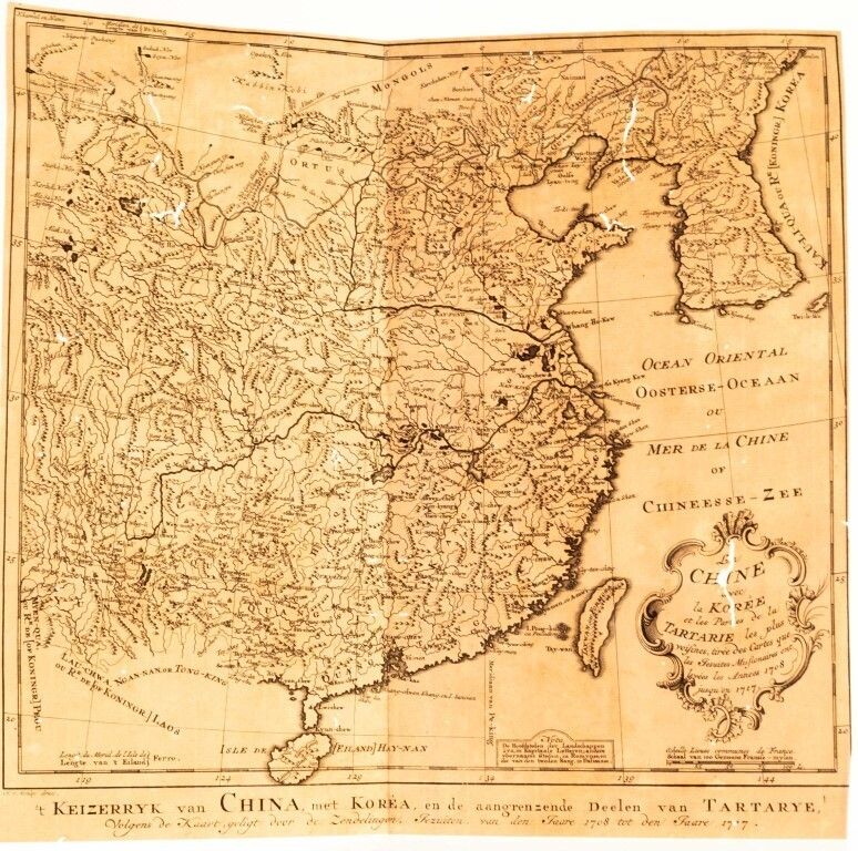 Antique 18th Century Engraving Survey Map By Bellin & Schley, Depicting China, Korea & Central Asia