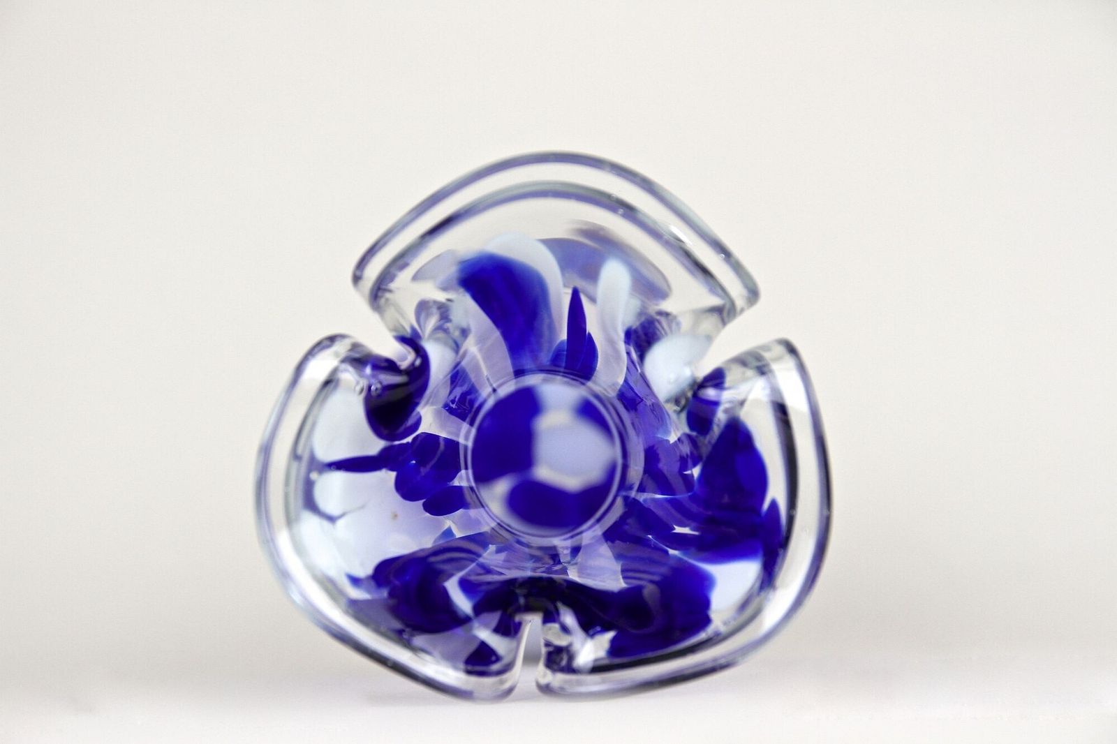 photo buy Mid Century Dark Blue/ White Murano Glass Vase, Italy Ca. 1970