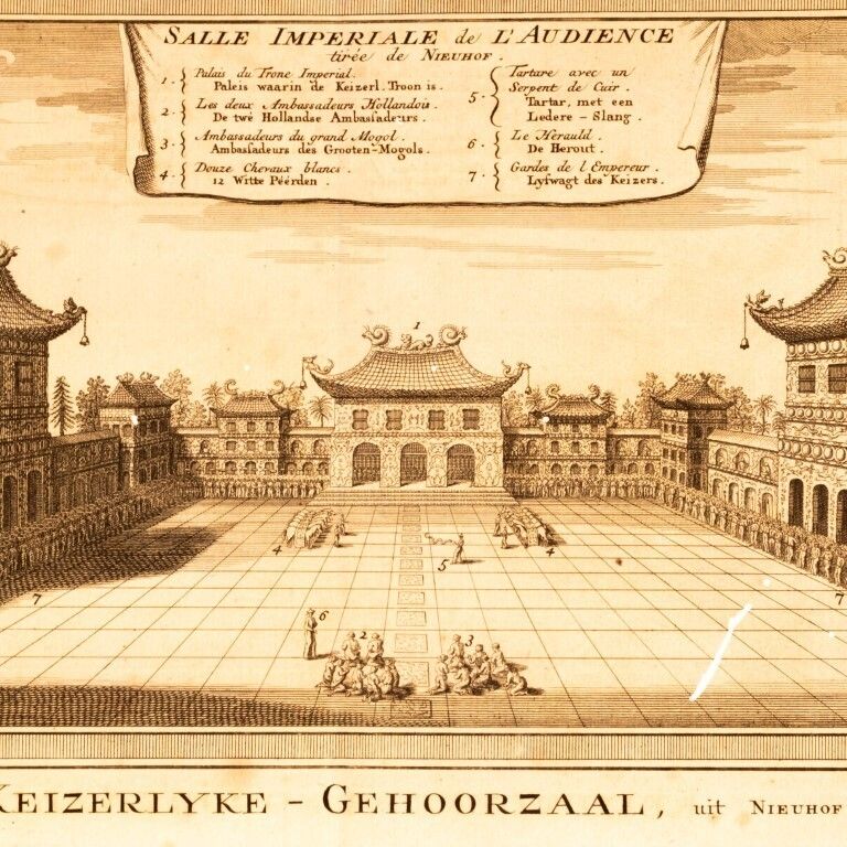 Antique 18th Century Engraving Depicting The Courtyard Of The Forbidden City In Beijing By J. Van Schley photo furniture