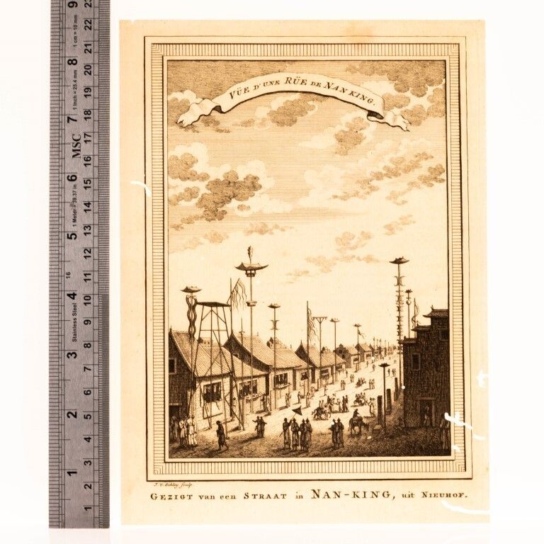 Antique 18th Century Engraving Titled “View Of A Street In Nanjing” By Pierre Quentin Chedel photo for sale