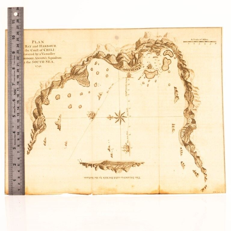 Antique 18th Century Engraving Map Titled “Plan Of A Bay And Harbour On The Coast Of Chili” photo for sale
