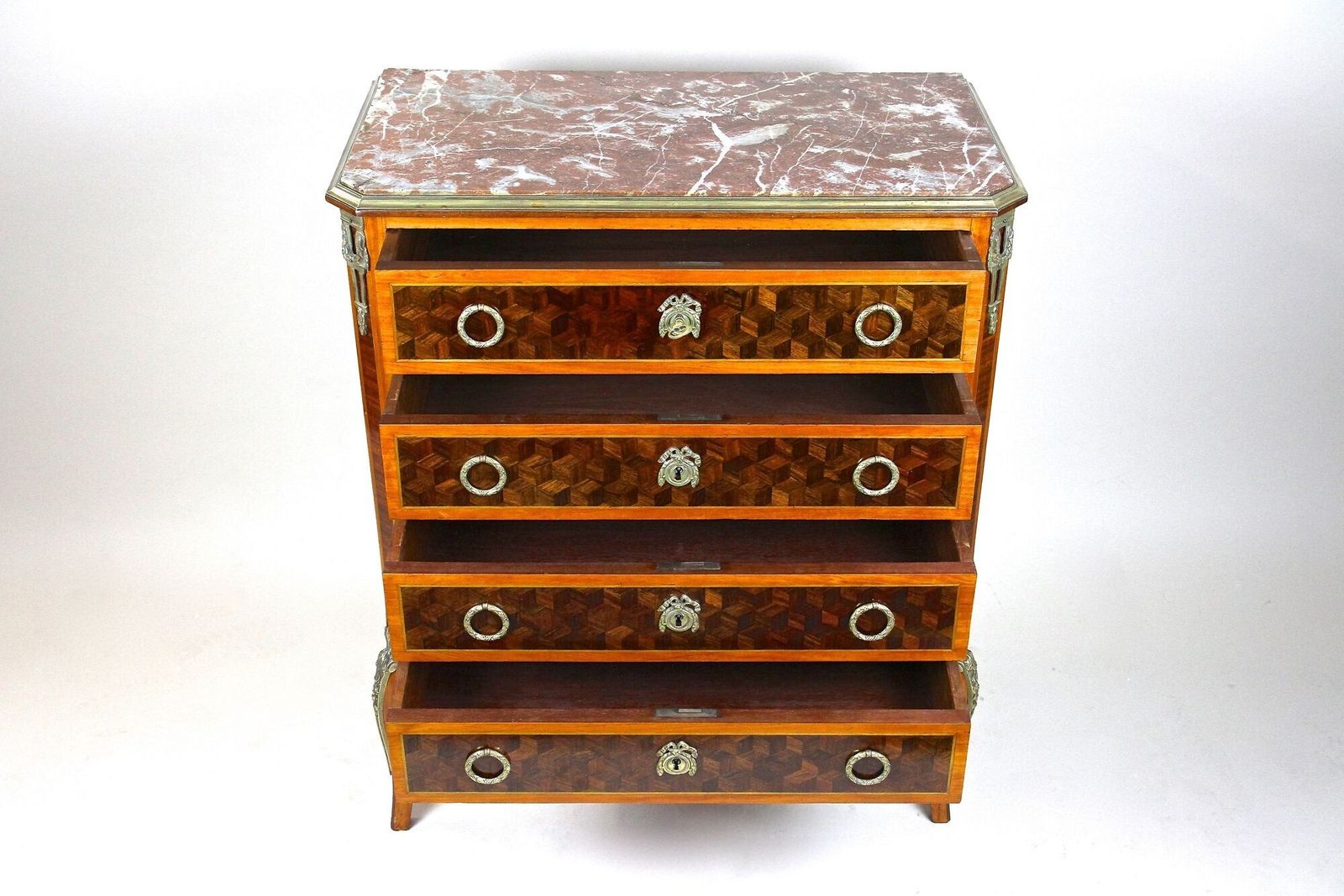 19th Century Marquetry Chest Of Drawers, Transitional Style, France Ca. 1870 photo Furniture