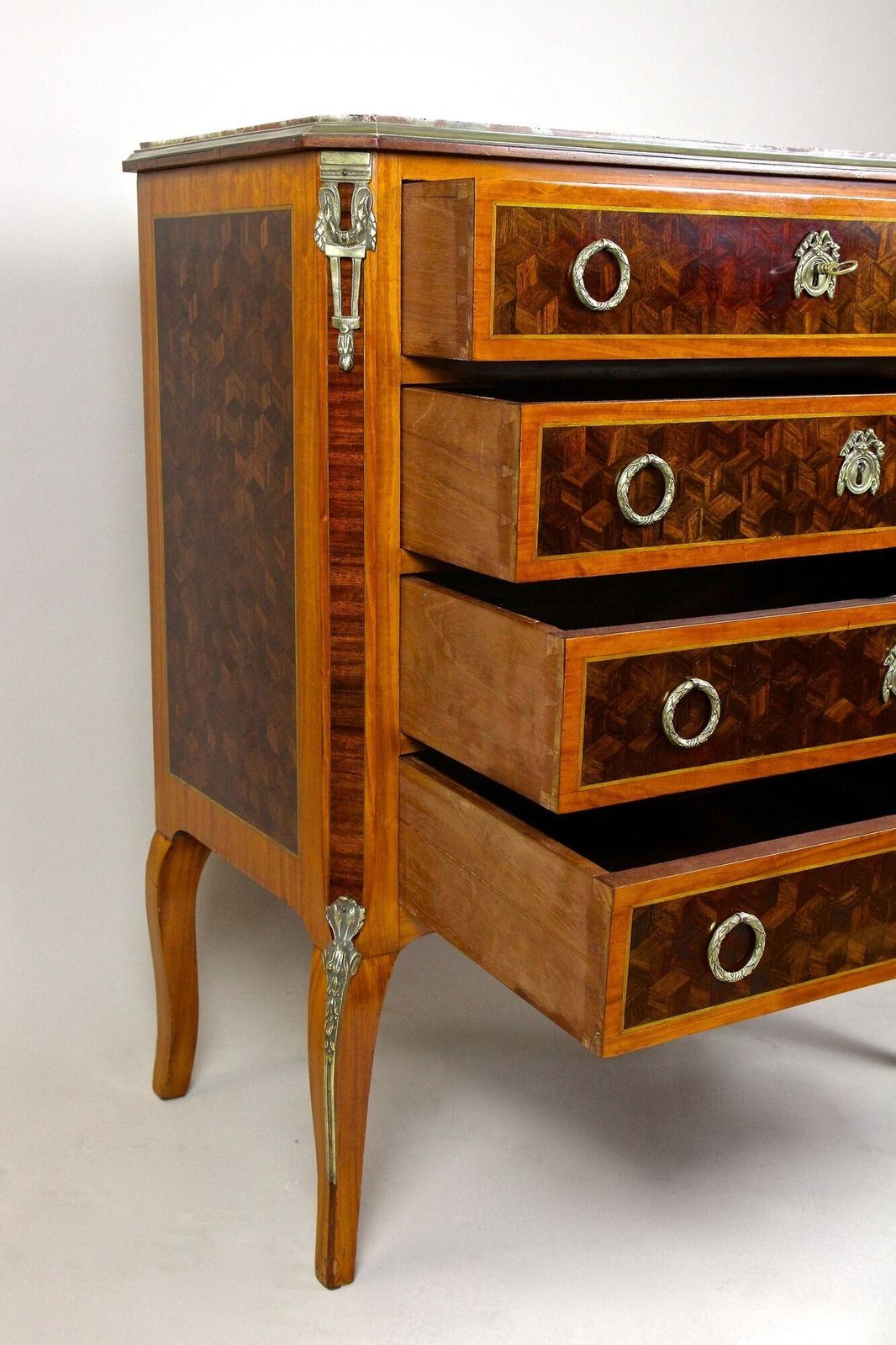 19th Century Marquetry Chest Of Drawers, Transitional Style, France Ca. 1870 photo buy