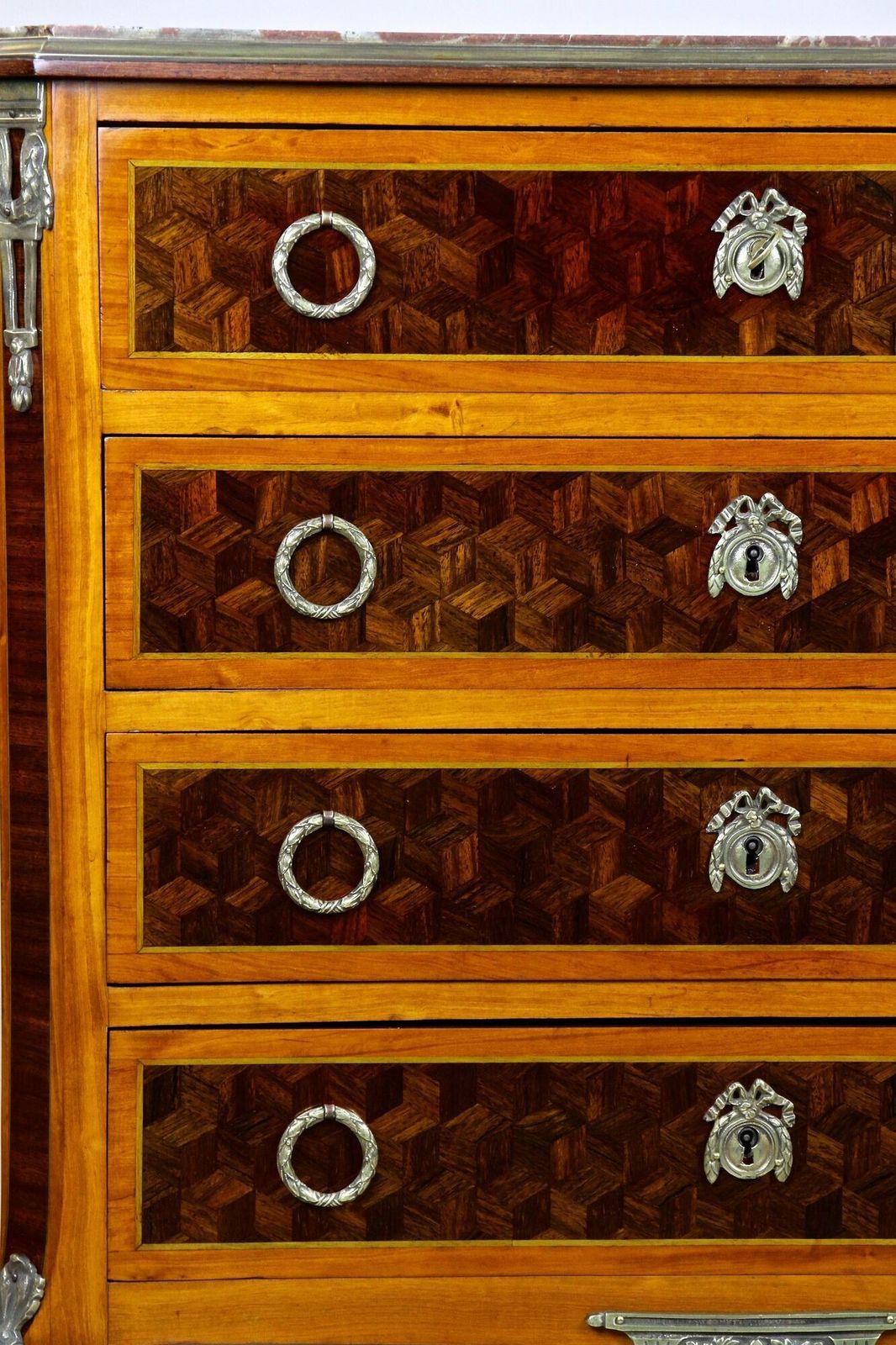 photo for sale 19th Century Marquetry Chest Of Drawers, Transitional Style, France Ca. 1870