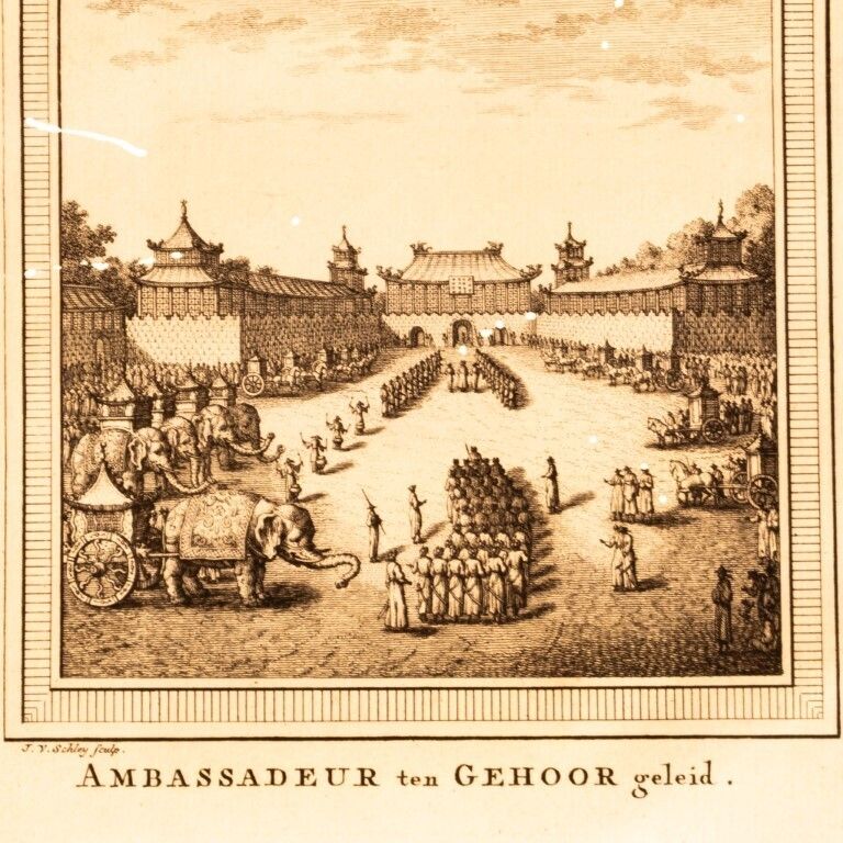 Antique 18th Century Engraving Titled “The Ambassador Leads The Audience” photo furniture
