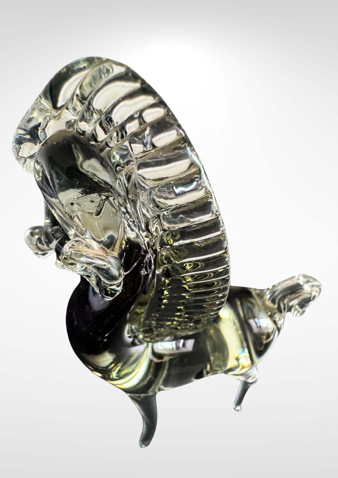 Art Mid Century Murano Glass Horse By Seguso With Silver Foil Label photo