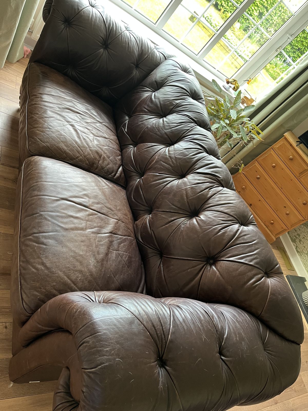 Natuzzi ‘Chesterfield’ Brown Leather Three Seater Sofa photo 850.0