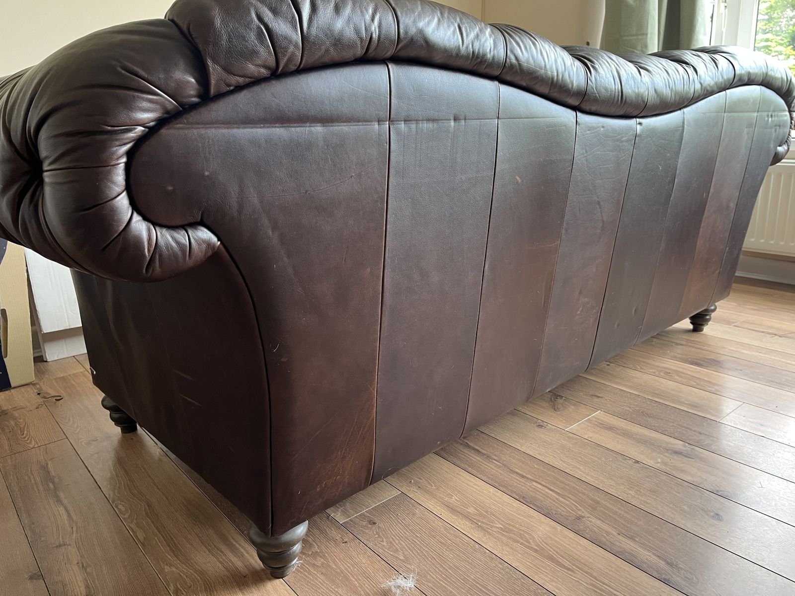 850.0 Natuzzi ‘Chesterfield’ Brown Leather Three Seater Sofa photo