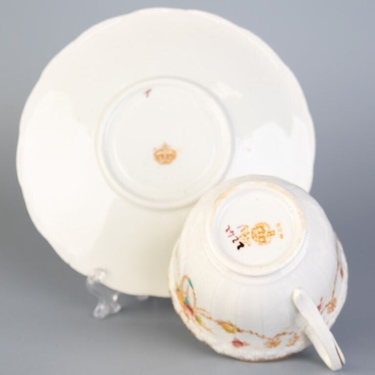 Antique Art Nouveau Bow Porcelain Ceramic Teacup & Saucer photo furniture