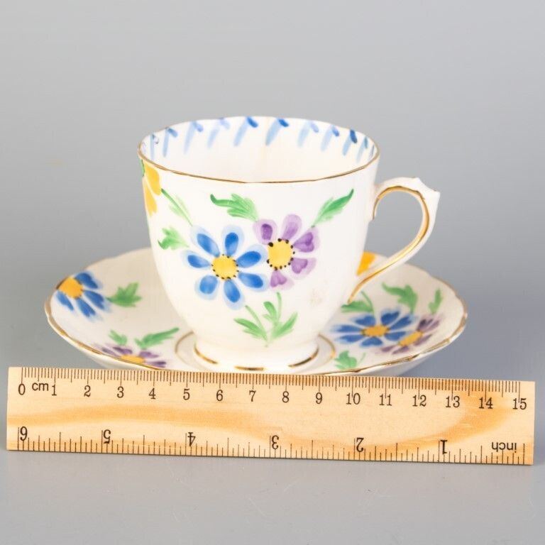 Royal Tuscan Porcelain Ceramic Art Deco Teacup & Saucer photo for sale