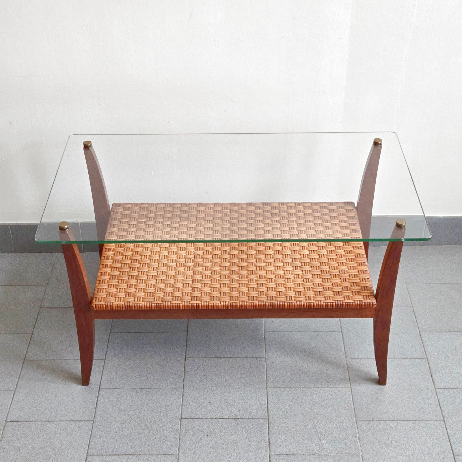 Stunning Vintage 1960s Heter Rattan Brass & Glass Coffee Table 60s 1960s photo furniture