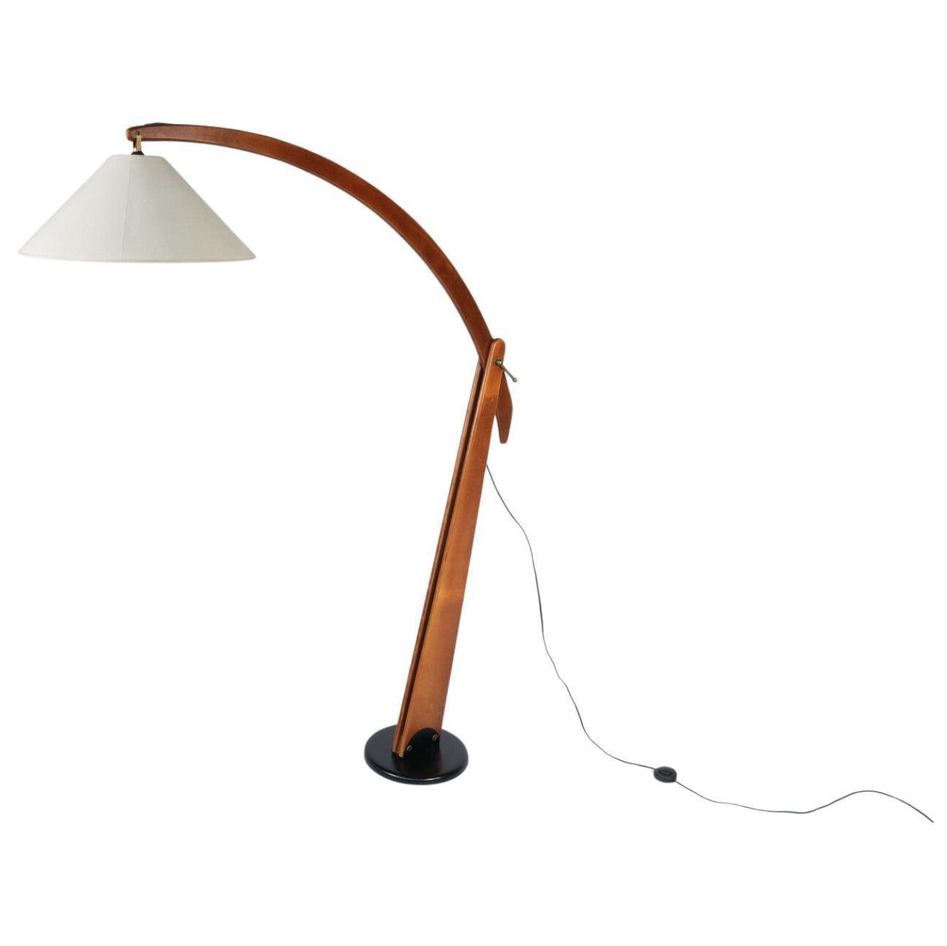 Mid Century Modern Wooden Arc Floor Lamp, Italy, 1960s