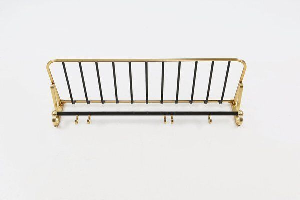 photo for sale Mid Century Modern Coat Rack In Gold And Black Aluminium, 1960s