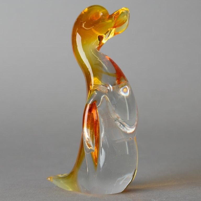 Mid Century Murano Venetian Hand Blown Glass Duck Paperweight Figure