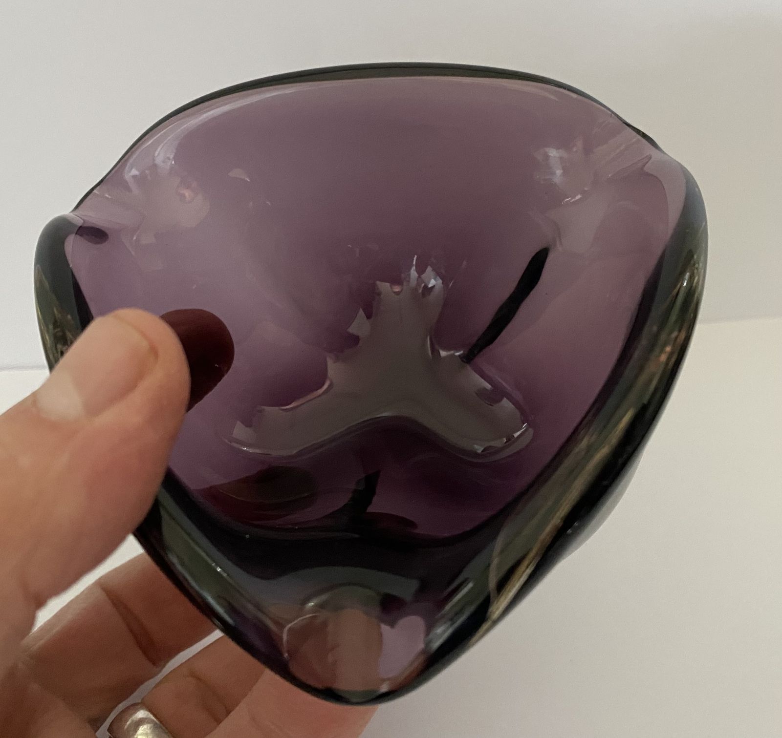 Vintage, Holmegaard, Treflojet Amethyst Purple Glass Bowl By Per Lutken, 1955 photo buy