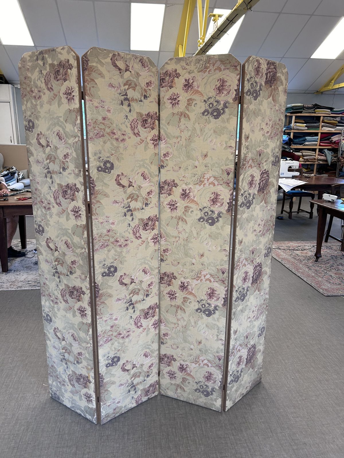 Upholstered 4 Panelled Room Divider Finished In Bennison Fabric
