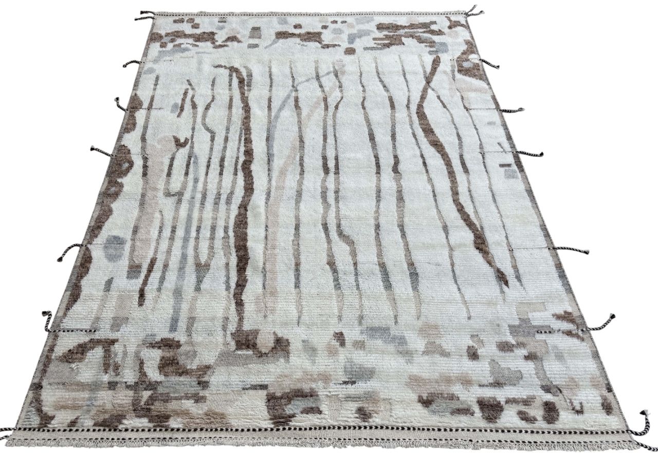 275x365 Cm Hand Knotted Moroccan Style Rug. Vintage Beni Ourain Carpet. 100% Natural Wool. 9x12 Ft photo furniture
