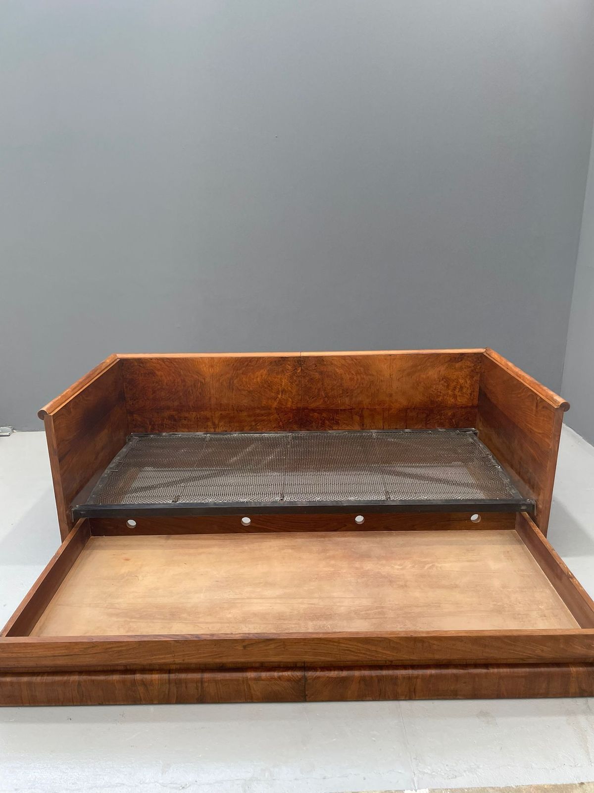 photo buy Czechoslovakian Art Deco Walnut Storage Sofa, 1930s