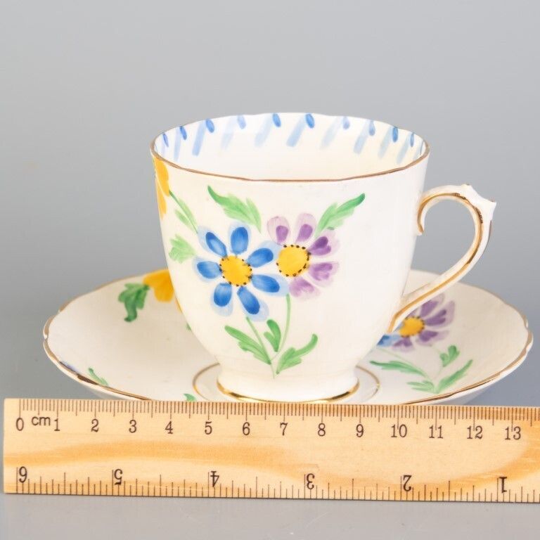 Royal Tuscan Porcelain Ceramic Art Deco Teacup & Saucer photo for sale
