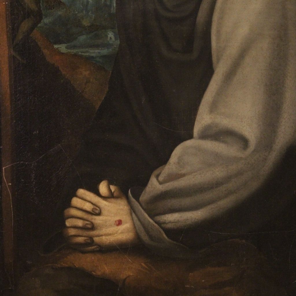 photo furniture Antique Italian Religious Painting Saint Francis From 18th Century