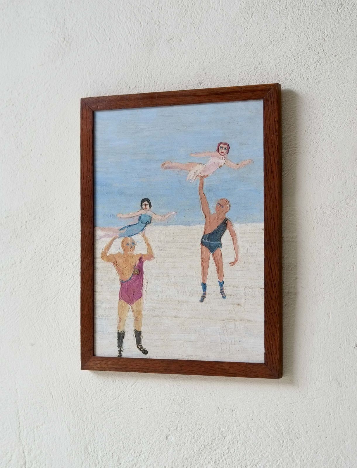 Fred Yates (1922 2008), Strongmen, Oil On Board photo for sale