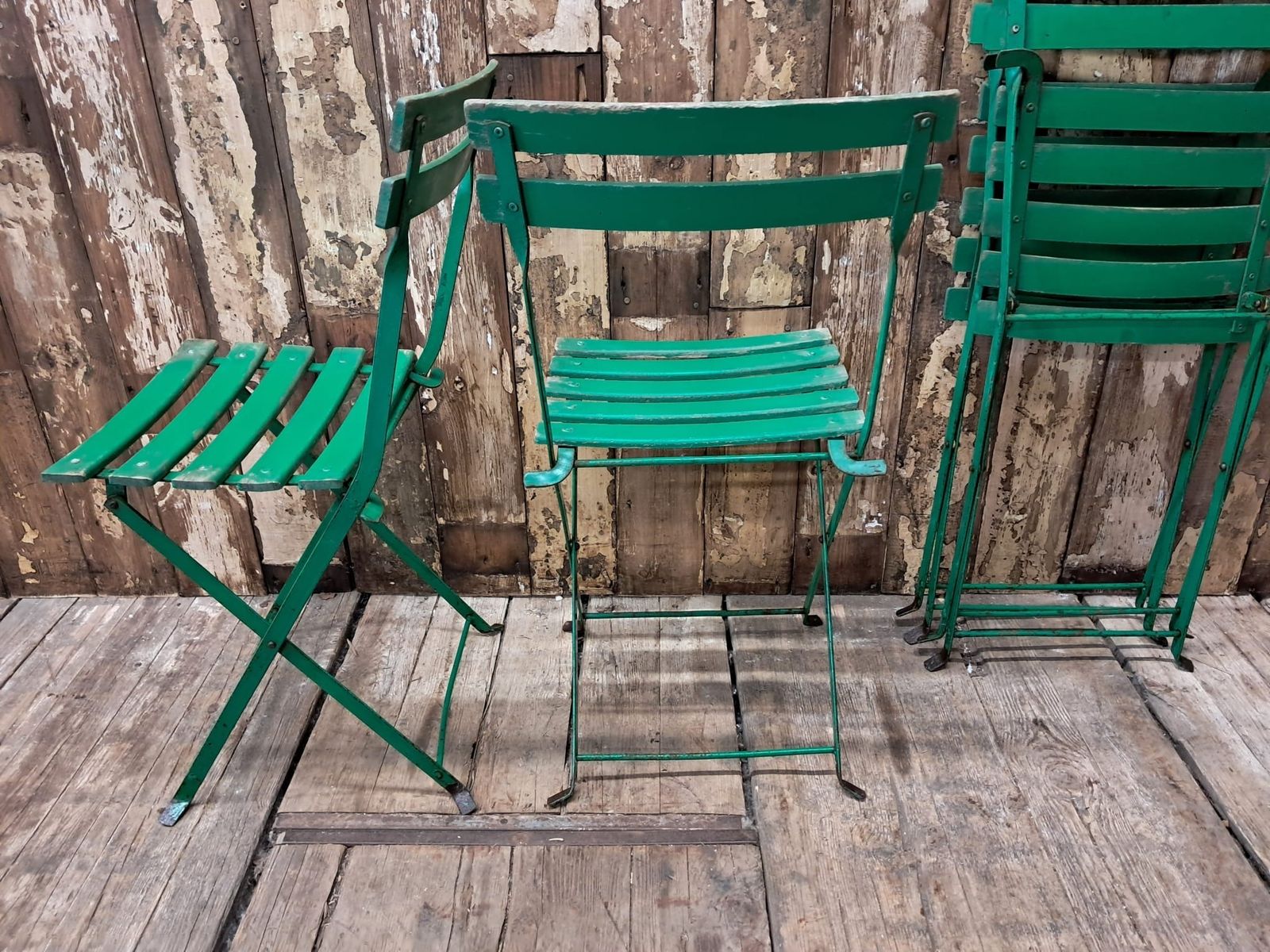 Folding Slatted Bistro Chairs photo for sale