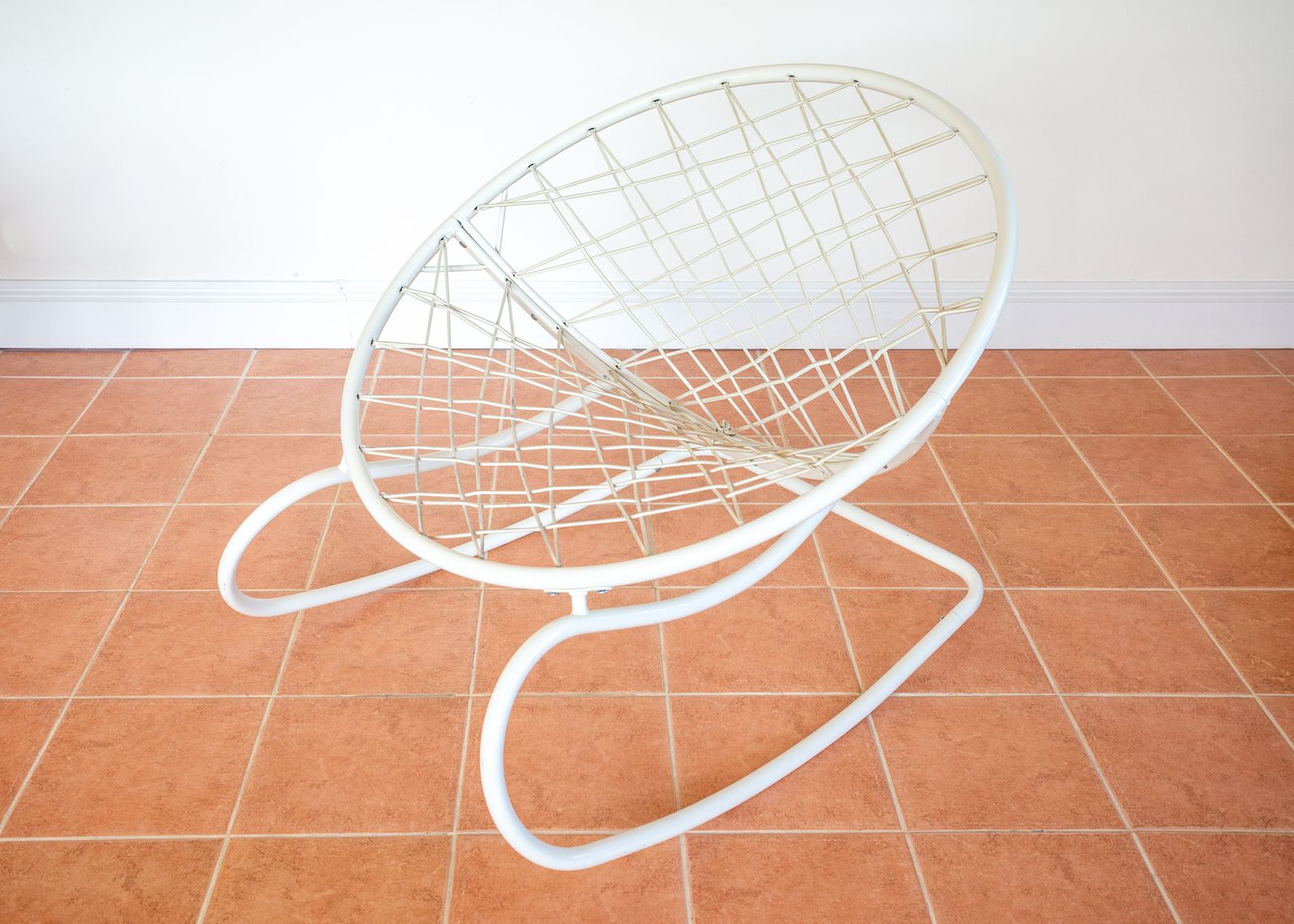 photo vinterior Futuristic Rocking Chair Danish Large White Space Age Minimalist Architectural By Niels Gammelgaard Axvall Avante Garde Sculptural Bauhaus Mcm