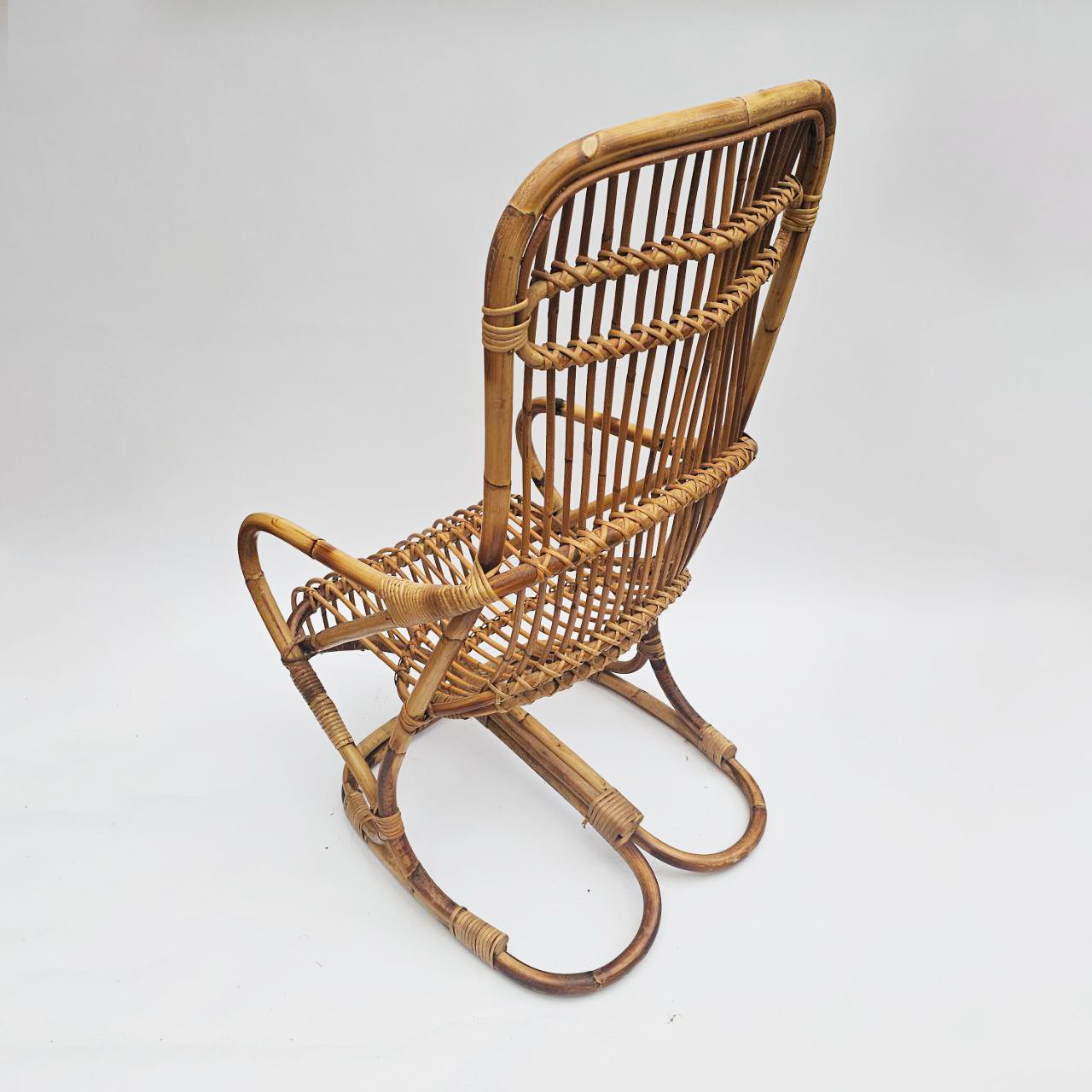 Tito Agnoli Bamboo Rattan Armchair, 1960s photo for sale