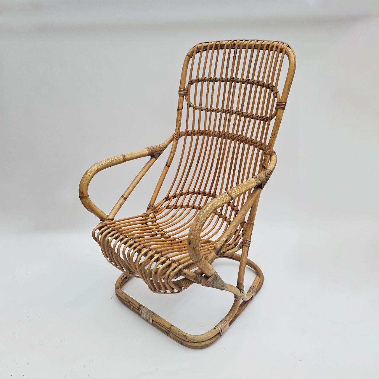Tito Agnoli Bamboo Rattan Armchair, 1960s photo Furniture